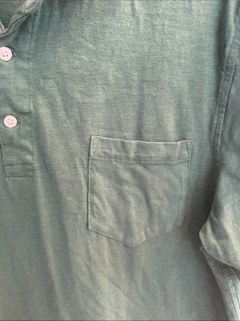J. Crew Men's Forest Green Short-Sleeve Polo with Chest Pocket